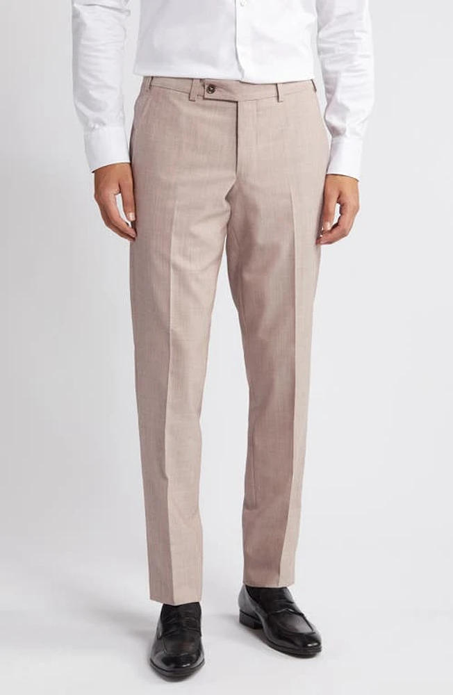 Ted Baker London Jerome Trim Fit Soft Constructed Flat Front Wool & Silk Blend Dress Pants Coral at Nordstrom,