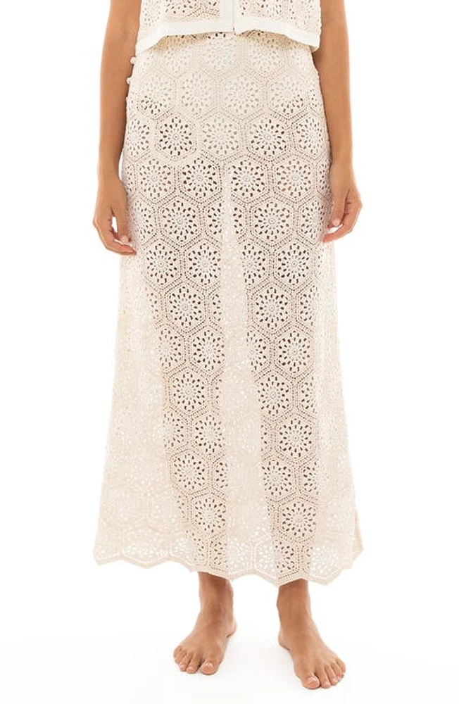 Agua Bendita Tove Seed Crochet Cover-Up Maxi Skirt in Ivory at Nordstrom, Size Large