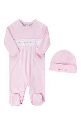 Feltman Brothers Smocked Flower Footie & Hat Set Pink at Nordstrom,