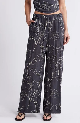 Faithfull the Brand Aureli Floral Wide Leg Pants Calla Print/Charred Navy at Nordstrom,