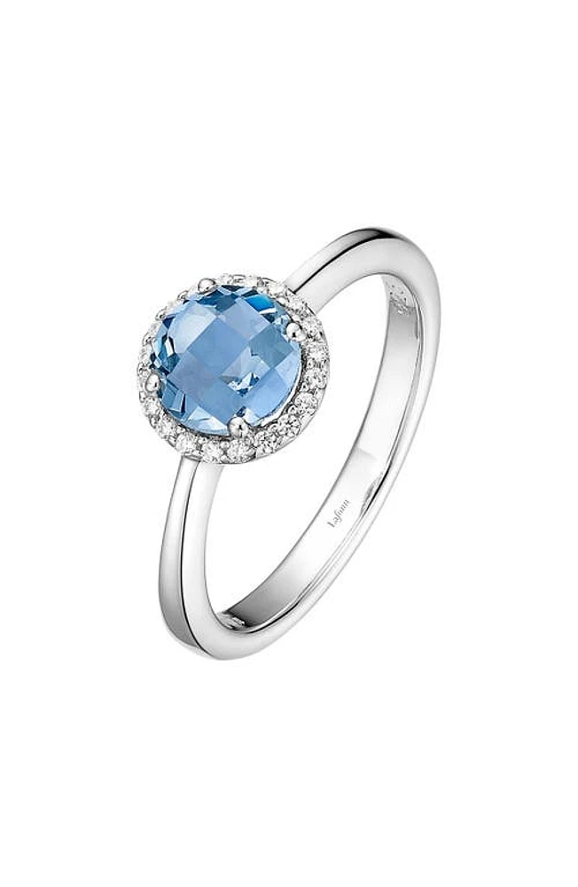 Lafonn Birthstone Halo Ring in December Blue Topaz /Silver at Nordstrom