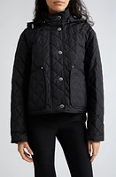 burberry Meddon Diamond Quilted Nylon Hooded Jacket in Black at Nordstrom, Size Large