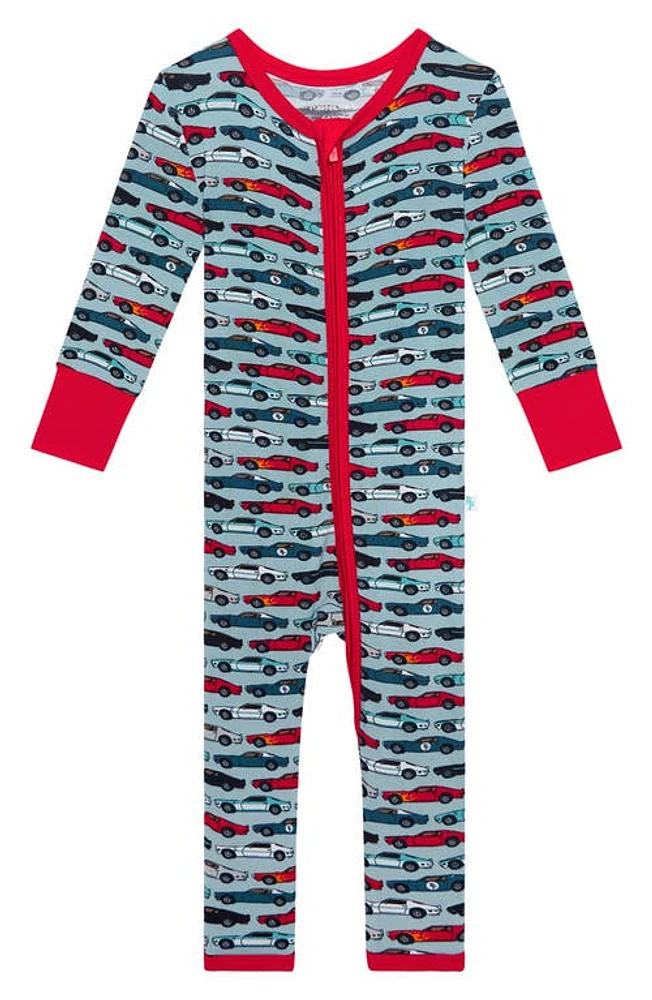 Posh Peanut Miles Fitted Convertible Footie Pajamas Open Blue at Nordstrom,