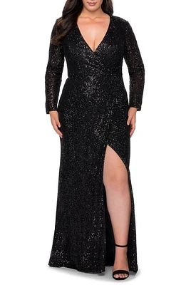 La Femme Sequin Long Sleeve Gown at Nordstrom,