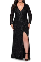 La Femme Sequin Long Sleeve Gown at Nordstrom,