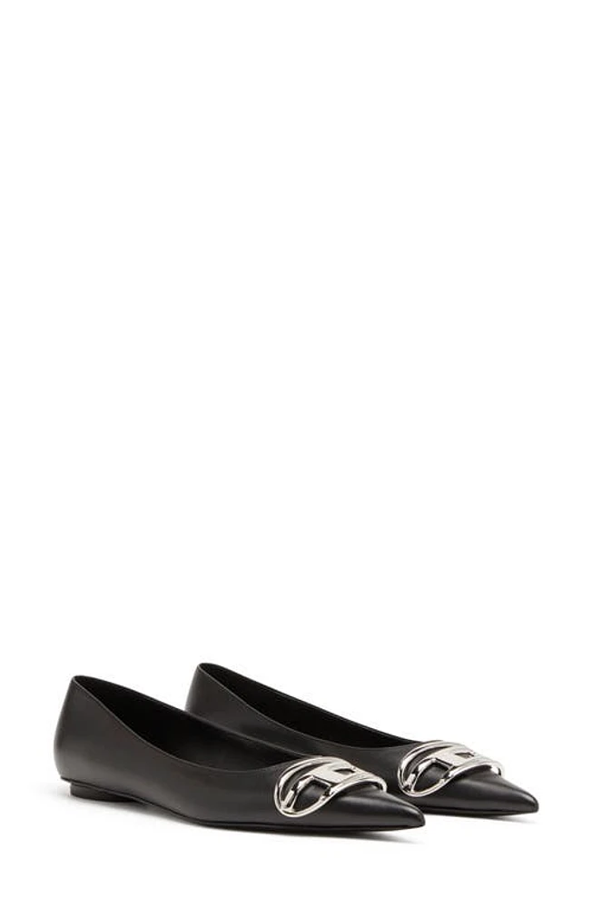 DIESEL Pointed Toe Ballet Flat Black at Nordstrom,