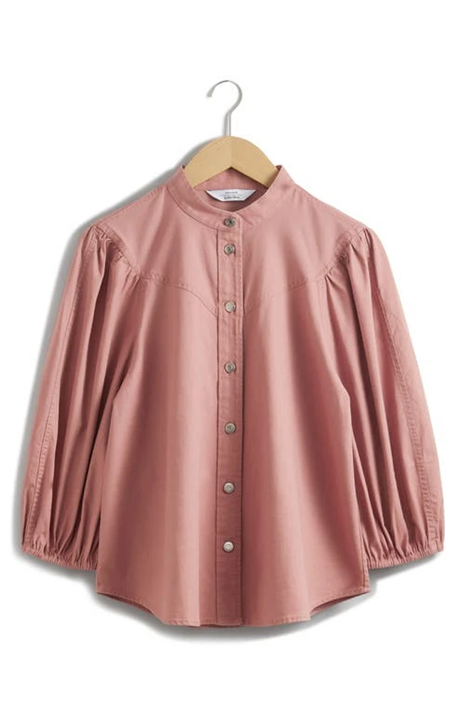 & Other Stories Floral Print Cotton Shirt Pink Dusty Light at Nordstrom,