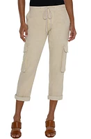 Liverpool Los Angeles Rascal Drawstring Waist Slouchy Crop Cargo Pants Sandy Cove at Nordstrom,