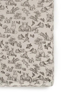 Oilo Print Orgainc Cotton Muslin Crib Sheet in Bark at Nordstrom