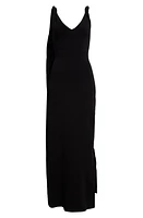 Victoria Beckham Twist Strap Plunge Neck Knit Dress Black at Nordstrom,