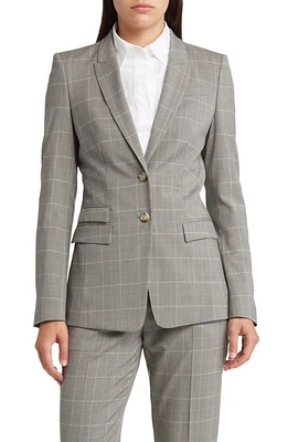 BOSS Juicylara Windowpane Virgin Wool Single Breasted Blazer Grey Miscellaneous at Nordstrom,