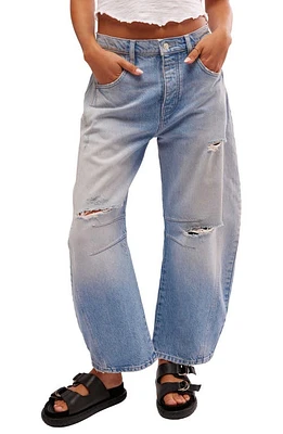 Free People Good Luck Mid Rise Barrel Leg Jeans Barnyard Blue at Nordstrom,