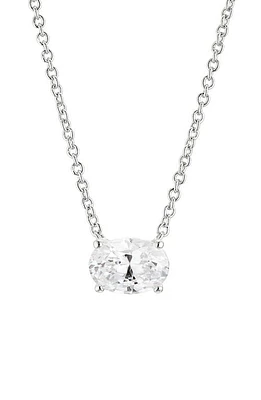 Nadri Modern Luv Large Oval Cubic Zirconia Pendant Necklace in Rhodium at Nordstrom