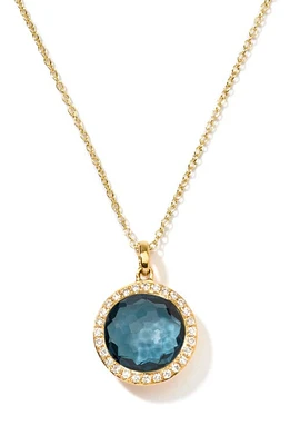 Ippolita Lollipop Mini Pendant Diamond Necklace in London Blue Topaz at Nordstrom, Size 18 In