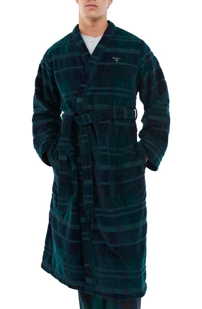 Barbour Broughton Plaid Cotton Robe Dk Green at Nordstrom,