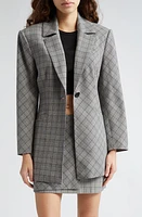 Ganni Check Mix Fitted Blazer Frost Gray at Nordstrom, Us