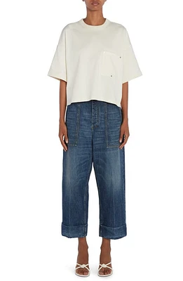 Bottega Veneta Oversize Crop Jersey T-Shirt Chalk at Nordstrom,