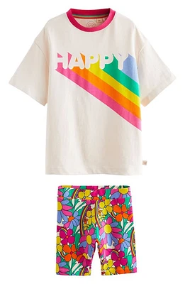 Little Bird Kids' Graphic T-Shirt & Bike Shorts Set Ivory at Nordstrom,