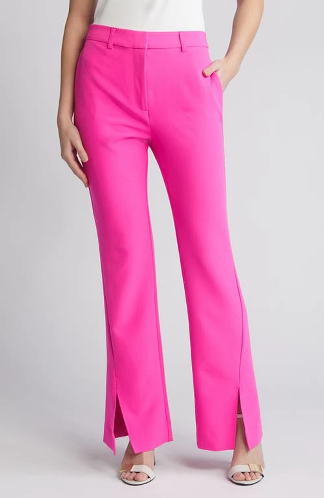 DKNY Split Hem Flare Leg Stretch Twill Pants at Nordstrom,