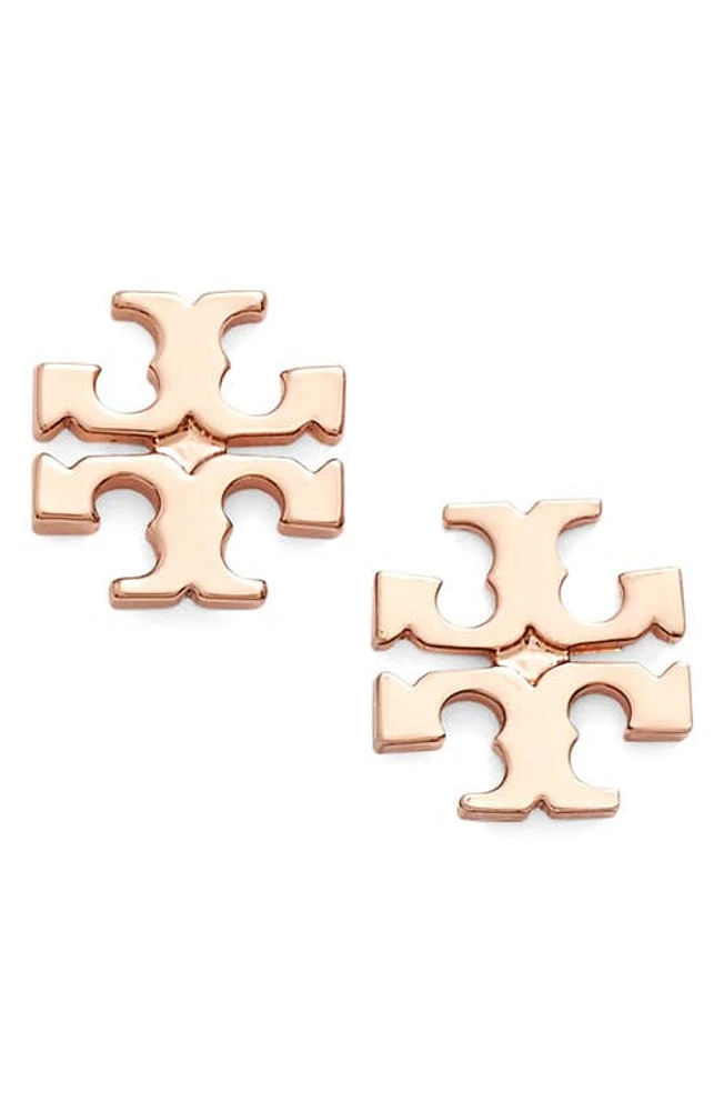 Tory Burch Logo Stud Earrings in Rose Gold at Nordstrom