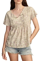 Lucky Brand Print Pintuck Knit Top Multi at Nordstrom,