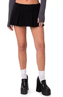 EDIKTED Low Rise Cotton Denim Mini Skort Black at Nordstrom,