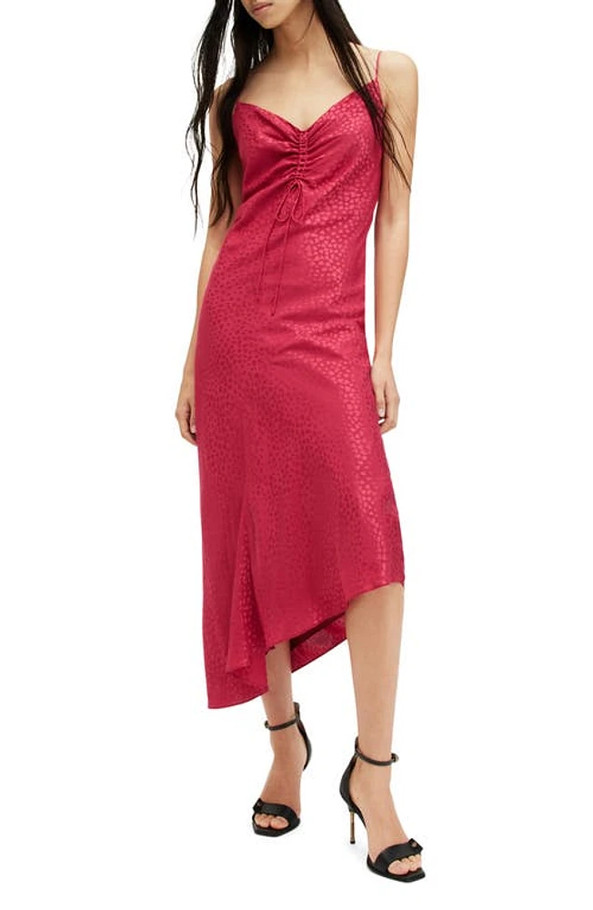 AllSaints Alexia Heart Jacquard Asymmetric Slipdress Berry Pink at Nordstrom, Us