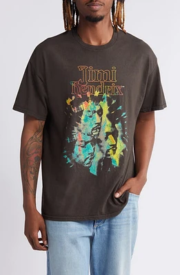 Merch Traffic Jimi Hendrix Starburst Cotton Graphic T-Shirt Black Pigment at Nordstrom,