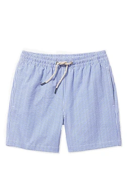 Fair Harbor Kids' Bayberry Stripe Water Repellent Seersucker Swim Trunks Light Blue at