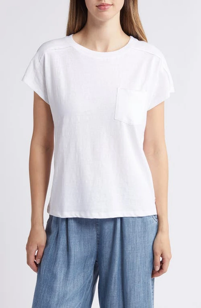 Hatley Cotton & Linen Pocket T-Shirt White at Nordstrom,