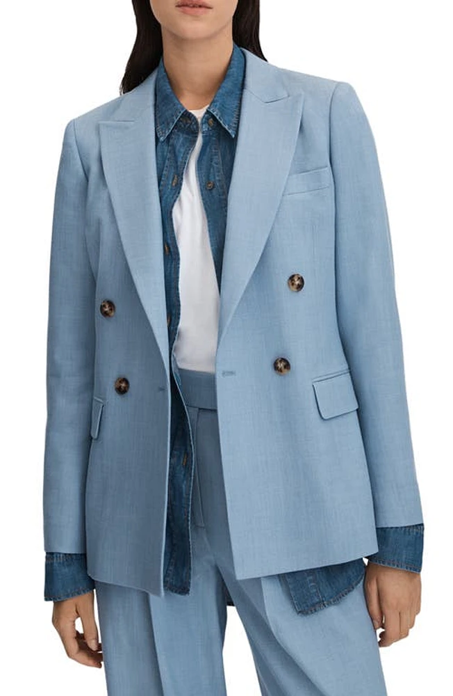 Reiss June Double Breasted Blazer Blue at Nordstrom,