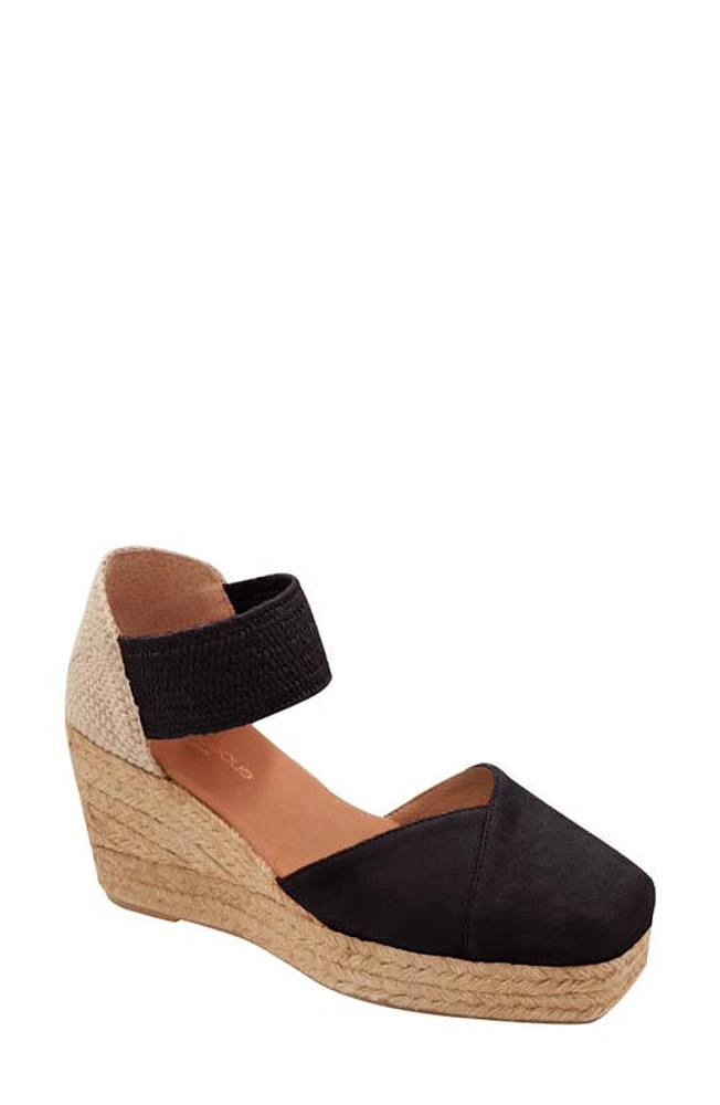 André Assous Pedra Espadrille Platform Wedge Sandal Black at Nordstrom,