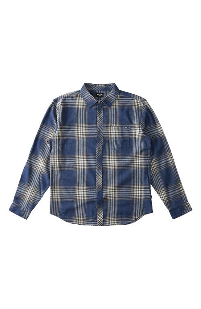 Billabong Kids' Coastline Flannel Button-Up Shirt in Dark Navy at Nordstrom, Size 2T