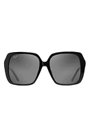 Maui Jim Poolside 55mm Polarized Square Sunglasses in Black Gloss at Nordstrom