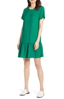 halogen(r) Short Sleeve Ruffle Hem Dress in Green Ultra at Nordstrom, Size X-Small