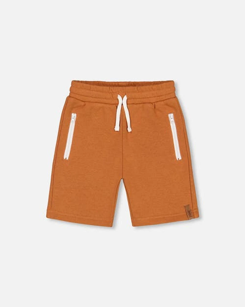 Deux Par Deux Boy's French Terry Short With Zipper Pockets Spicy Brown at Nordstrom