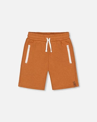 Deux Par Deux Boy's French Terry Short With Zipper Pockets Spicy Brown at Nordstrom