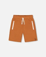 Deux Par Deux Boy's French Terry Short With Zipper Pockets Spicy Brown at Nordstrom