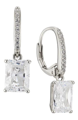 Nadri Modern Luv Emerald Cut Cubic Zirconia Drop Earrings in Rhodium at Nordstrom