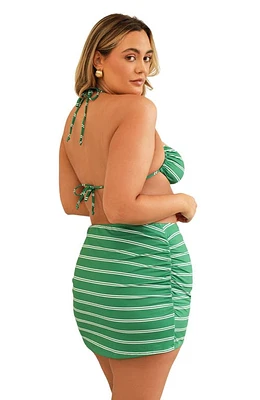 Dippin Daisys Lucky Swim Mini Length Skirt Green Moto Stripe at Nordstrom,