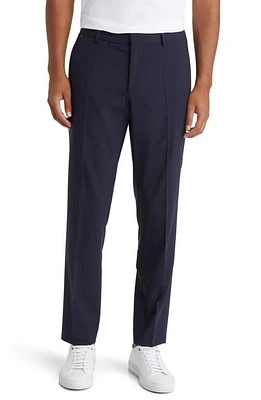 BOSS Genius Flat Front Stretch Wool Blend Pants Dark Blue at Nordstrom,