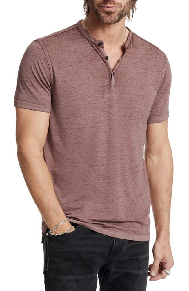 John Varvatos Duke Short Sleeve Slub Henley Worn Mauve at Nordstrom,