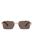 AIRE Nebula 60mm Rimless Square Sunglasses in Bright Gold /Woodgrain at Nordstrom