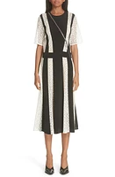 Stella McCartney Lace Stripe Silk Dress in Black at Nordstrom, Size 4 Us