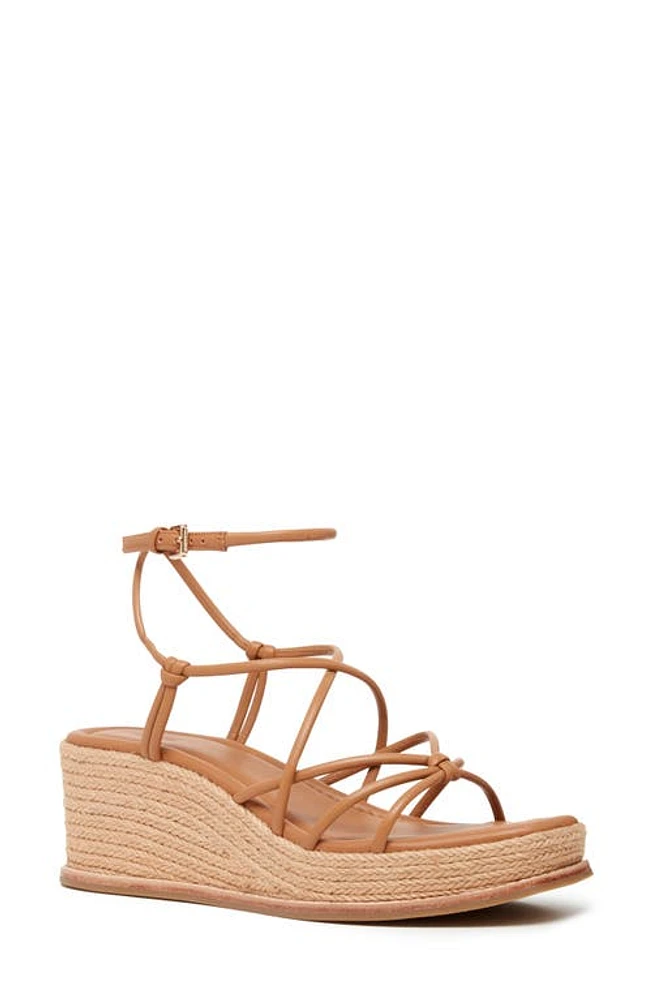 PAIGE Julia Ankle Strap Espadrille Platform Wedge Sandal in Cognac at Nordstrom, Size 5