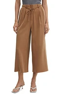 MANGO Tie Belt Wide Leg Pants Brown at Nordstrom,