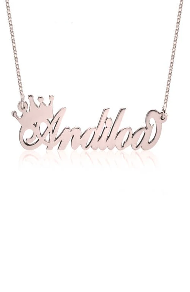 MELANIE MARIE Crown Me Personalized Nameplate Pendant Necklace in Rose Gold Plated at Nordstrom