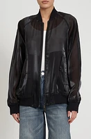 Rebecca Minkoff Johnny Sheer Bomber Jacket True Black at Nordstrom,