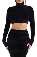 HOUSE OF CB Suri Crop Chenille Turtleneck Sweater at Nordstrom,