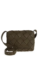 Bottega Veneta Small Intrecciato Messenger Bag in Kaki/Silver at Nordstrom